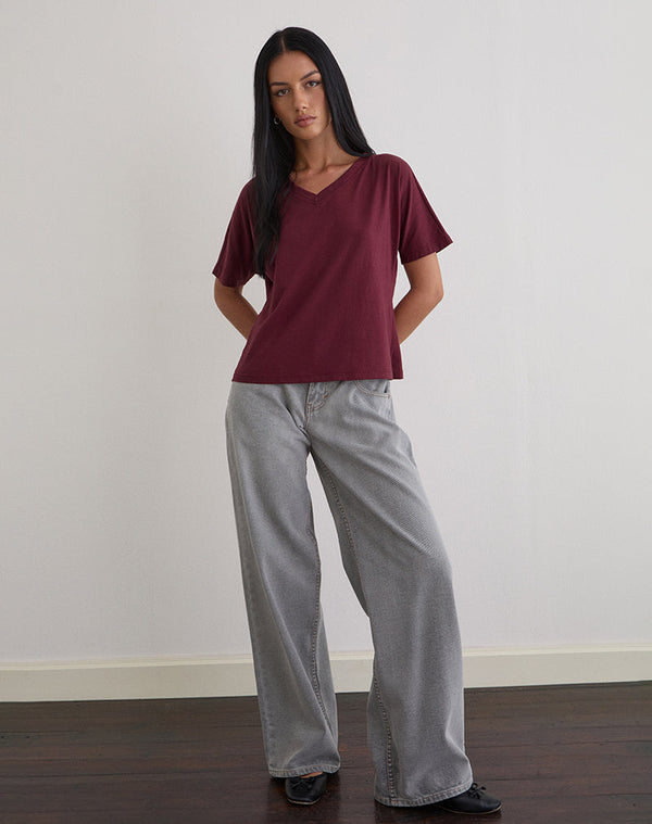 Motel Rocks Viman Top In Jersey Maroon