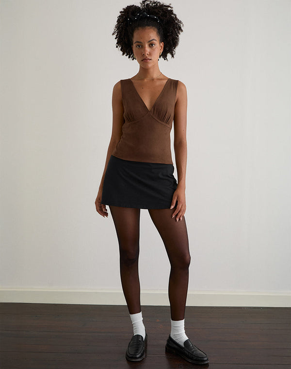 Motel Rocks Vishata Top In Suede Brown