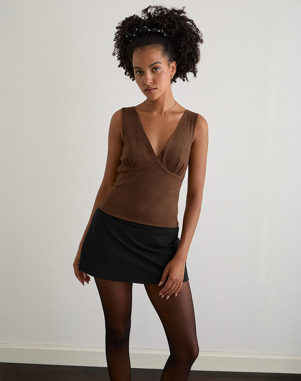 motel rocks Vishata Top in Suede Brown