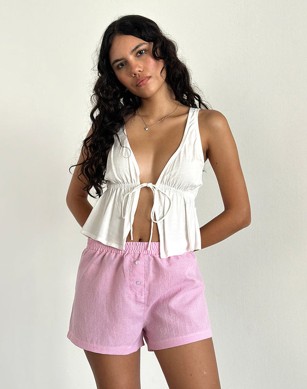 Motel Rocks Voir Short In Poplin Gingham Pink