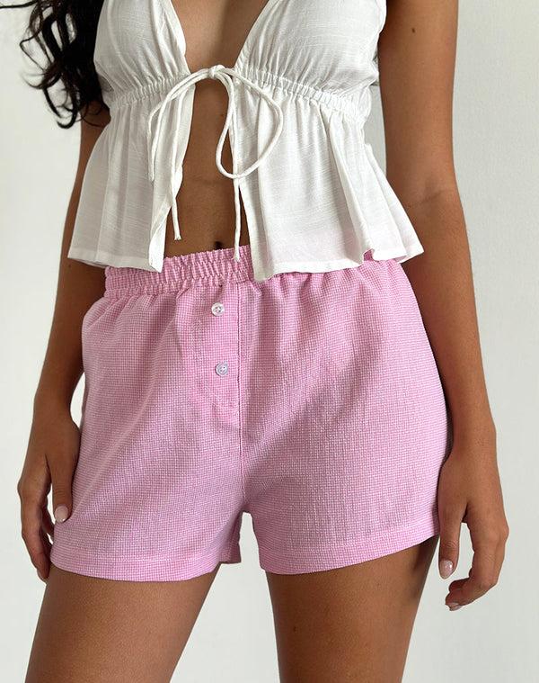 motel rocks Voir Short in Poplin Gingham Pink