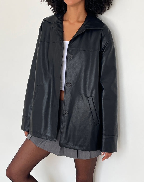 Motel Rocks Walta Jacket In PU Black
