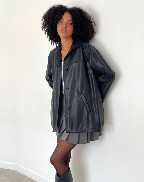 motel rocks Walta Jacket in PU Black