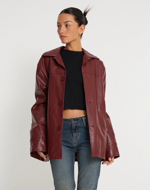 Motel Rocks Walta Jacket In PU Redwood