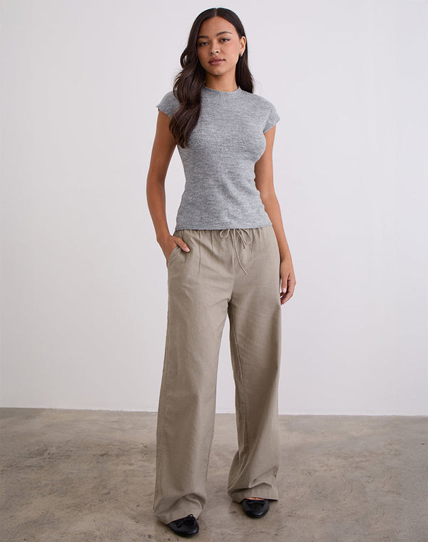 motel rocks Wasic Wide Leg Trouser in Biscotti