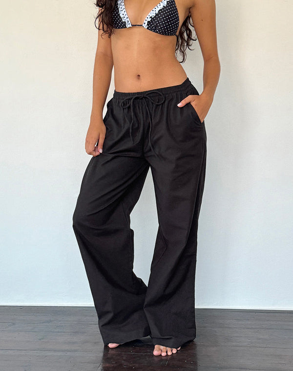 Motel Rocks Wasic Wide Leg Trouser In Black