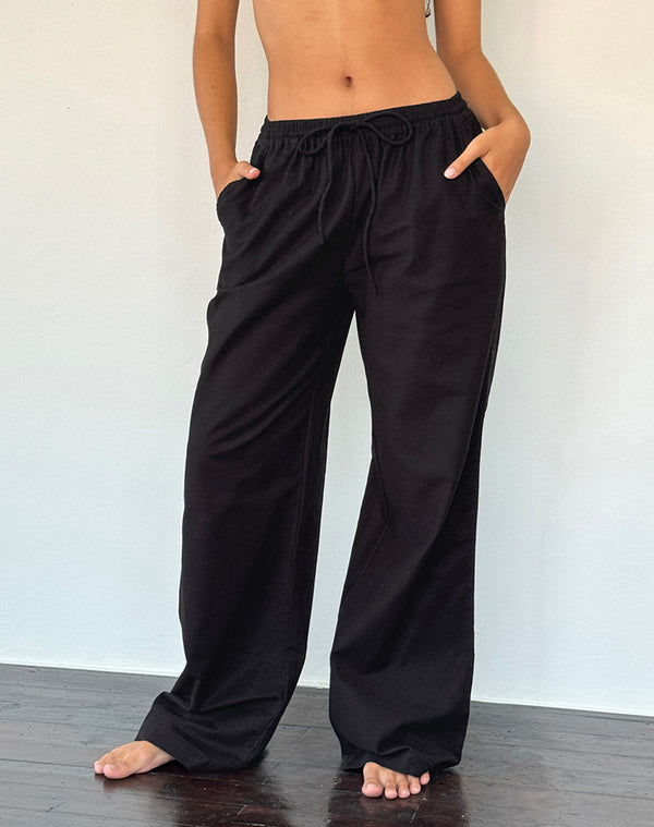 motel rocks Wasic Wide Leg Trouser in Black