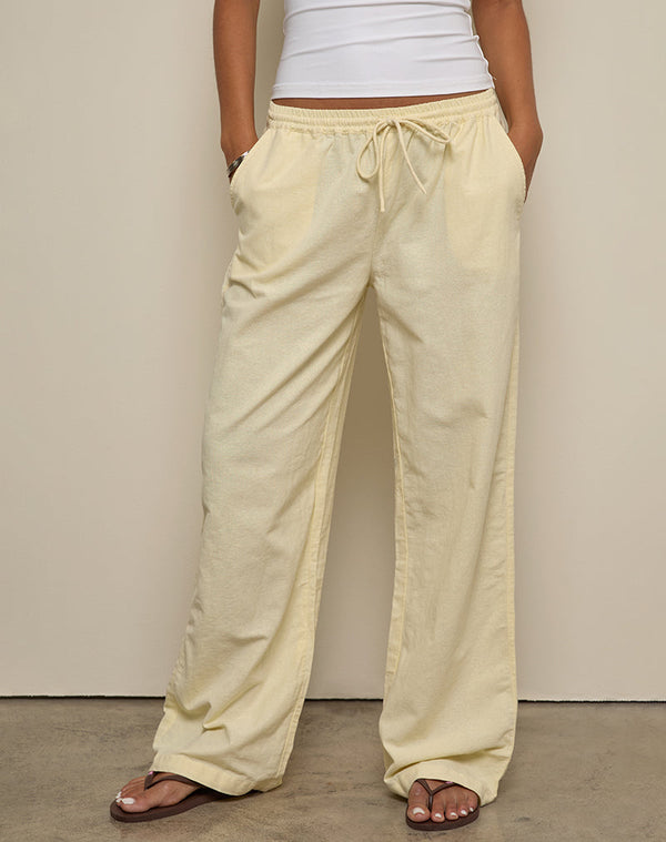 Motel Rocks Wasic Wide Leg Trouser In Lemon