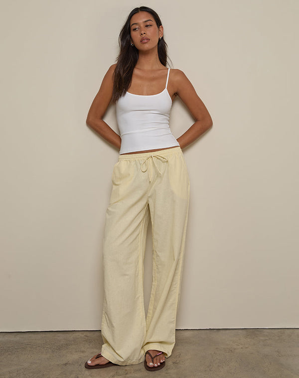 Motel Rocks Wasic Wide Leg Trouser In Lemon