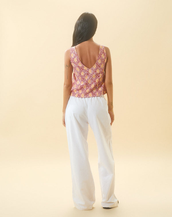 Motel Rocks Wasic Wide Leg Trouser In White