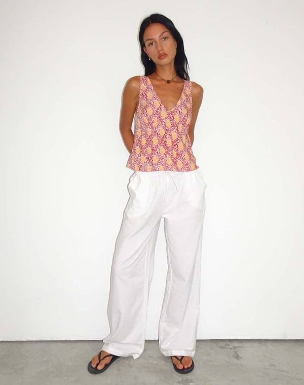 motel rocks Wasic Wide Leg Trouser in White