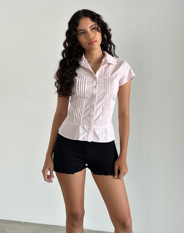 Motel Rocks Wilmot Blouse In Light Pink Poplin