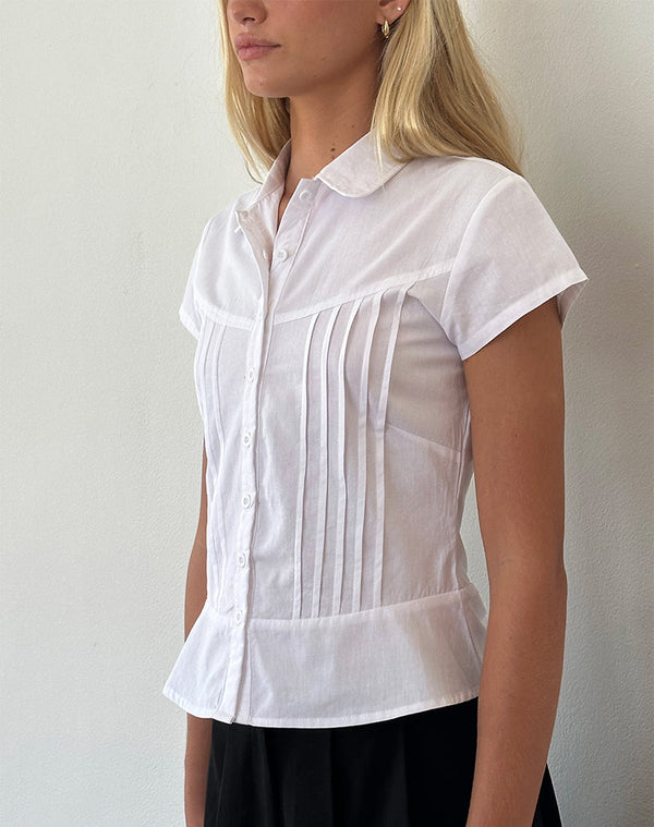 Motel Rocks Wilmot Blouse In White Poplin