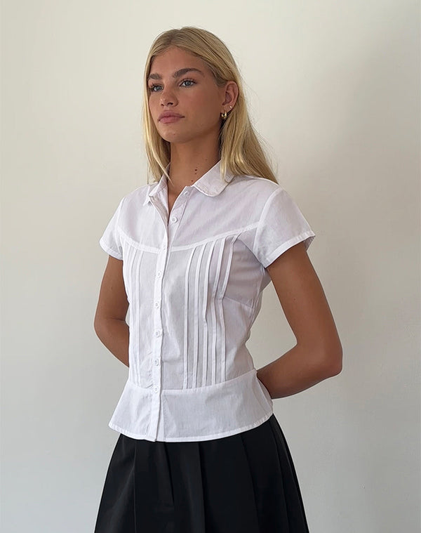 motel rocks Wilmot Blouse in White Poplin