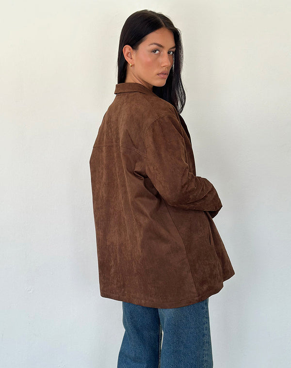 Motel Rocks Wita Jacket In Suede Brown