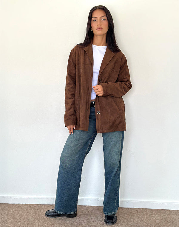 Motel Rocks Wita Jacket In Suede Brown