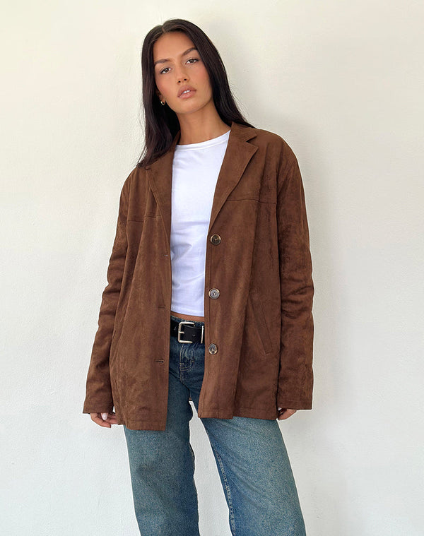 motel rocks Wita Jacket in Suede Brown