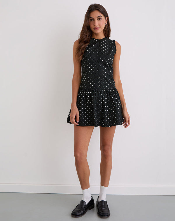 Motel Rocks Yadara Mini Dress In Polka Black