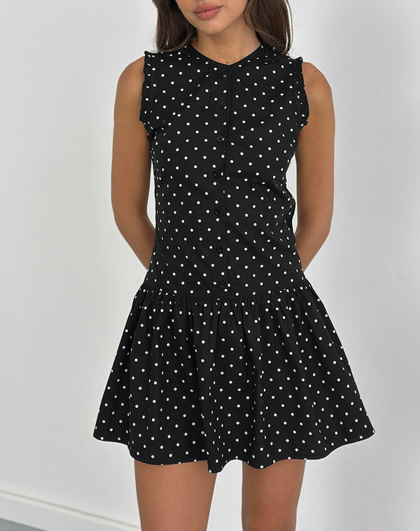 Motel Rocks Yadara Mini Dress In Polka Black
