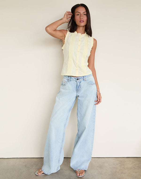 Motel Rocks Yara Blouse In Poplin Lemon
