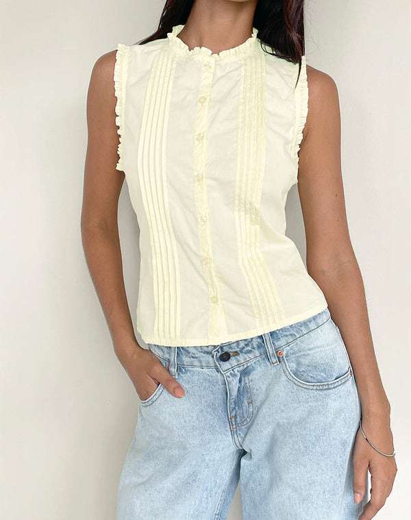 Motel Rocks Yara Blouse In Poplin Lemon