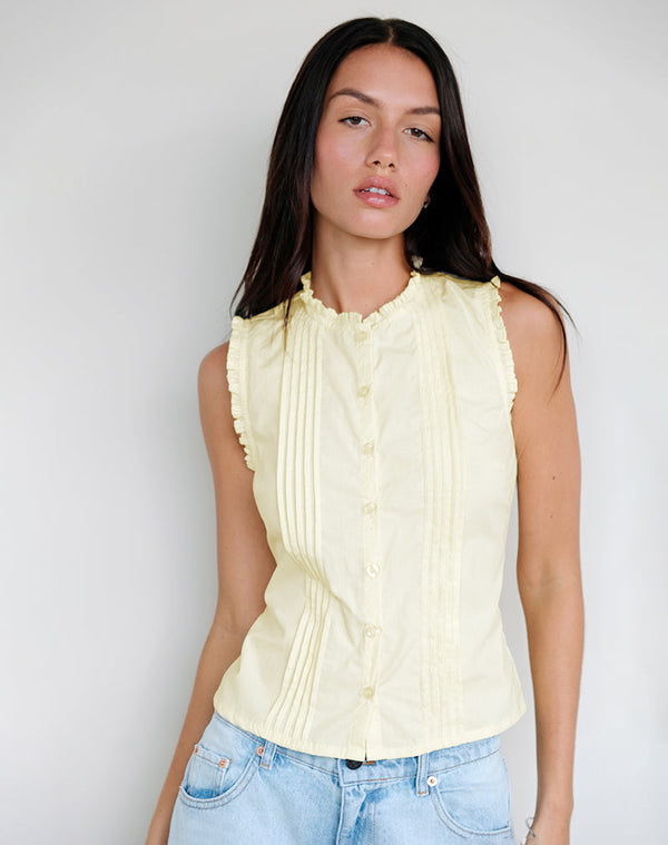 motel rocks Yara Blouse in Poplin Lemon