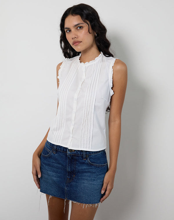 Motel Rocks Yara Blouse In Poplin White