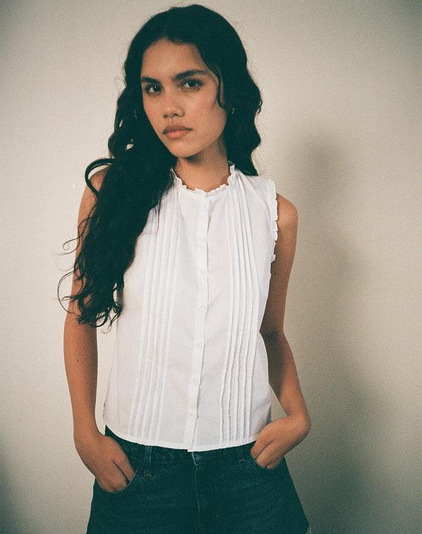 motel rocks Yara Blouse in Poplin White