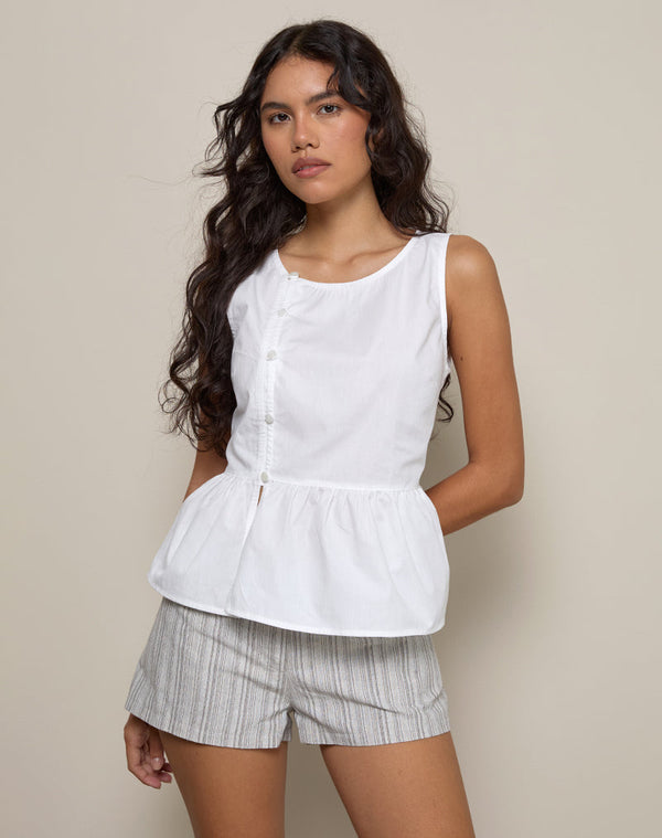 motel rocks Yoko Wrap Blouse in Poplin White