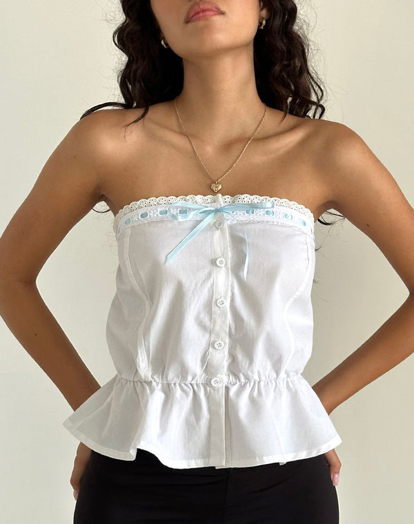 motel rocks Zar Ribbon Tube Top in White