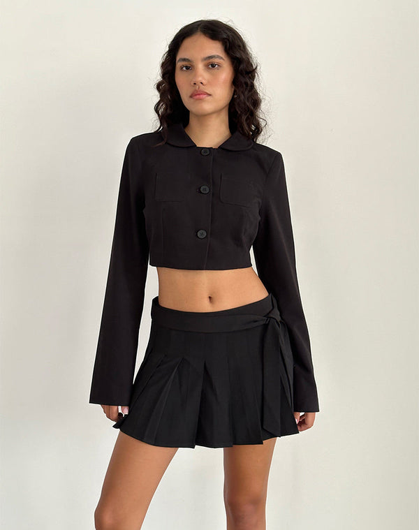 Motel Rocks Zekira Pleated Mini Skirt In Black