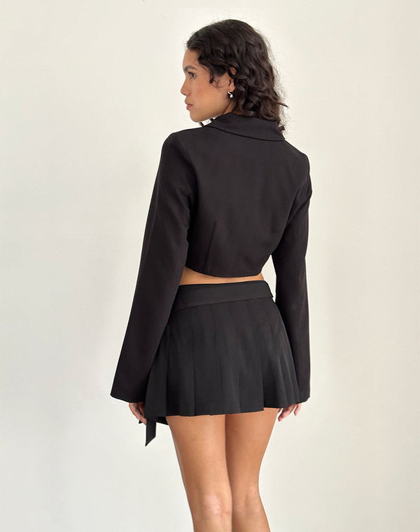 Motel Rocks Zekira Pleated Mini Skirt In Black