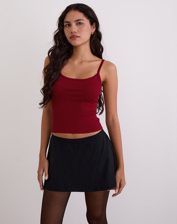 motel rocks Ziva Knit Cami Vest Top in Burgundy