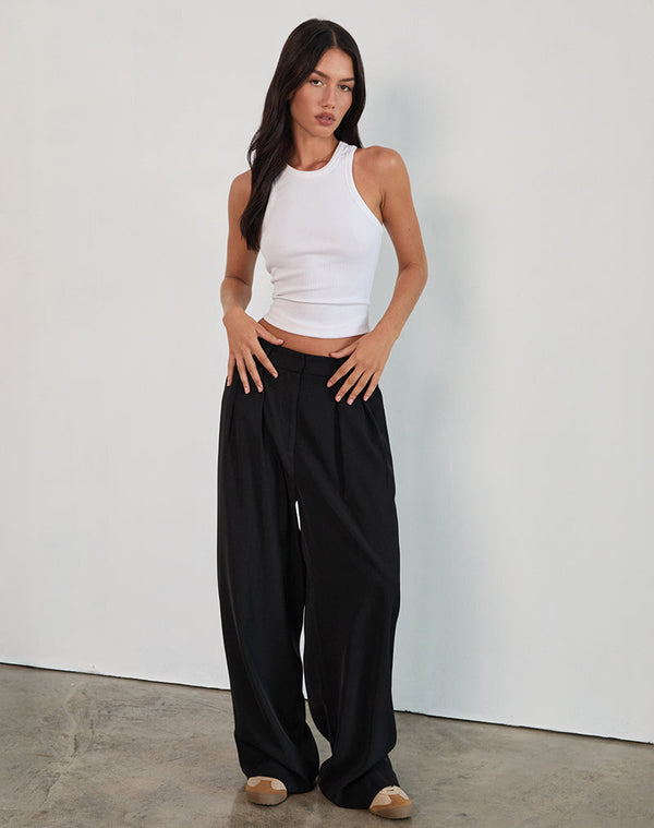 Motel Rocks Nala Pleated Trouser In Tailoring Black