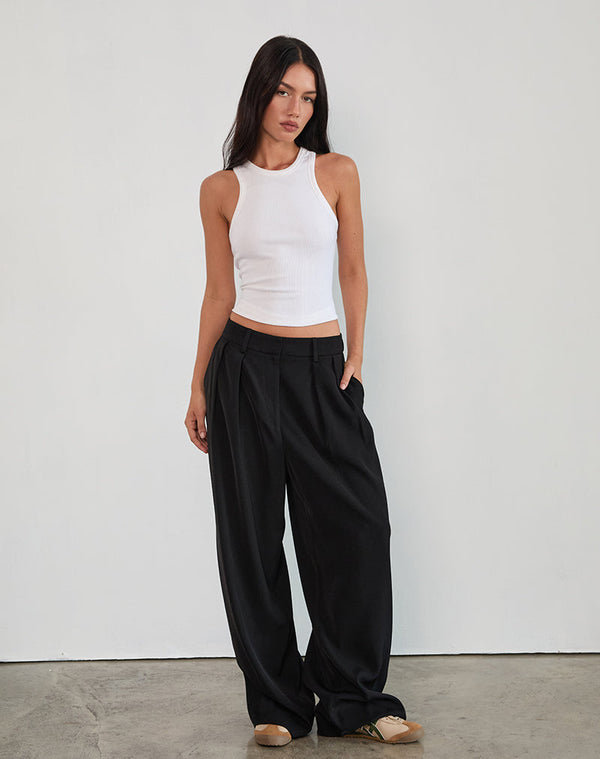 motel rocks Nala Pleated Trouser in Tailoring Black