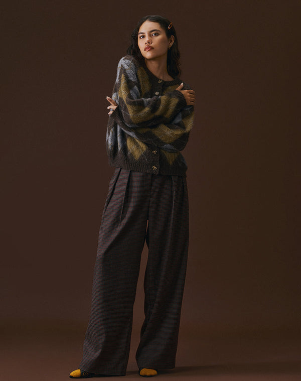 motel rocks Nala Trouser in Heavy Woven Check Blue and Red