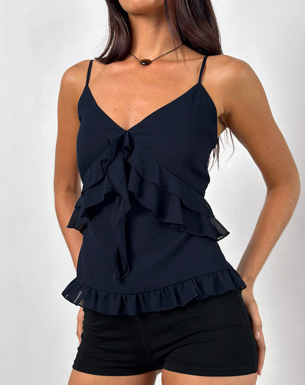 Motel Rocks Nehla Cami Top In Chiffon Blue Graphite