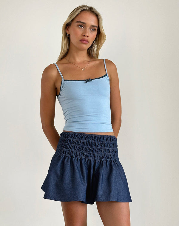 Motel Rocks Nelesi Mini Skirt In Denim Chambray Indigo