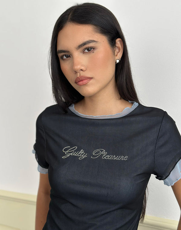 Motel Rocks Noburia Top In Black Blue Guilty Pleasure Hot Fix