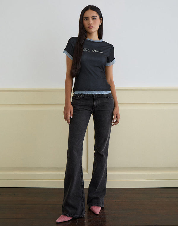 motel rocks Noburia Top in Black Blue Guilty Pleasure Hot Fix