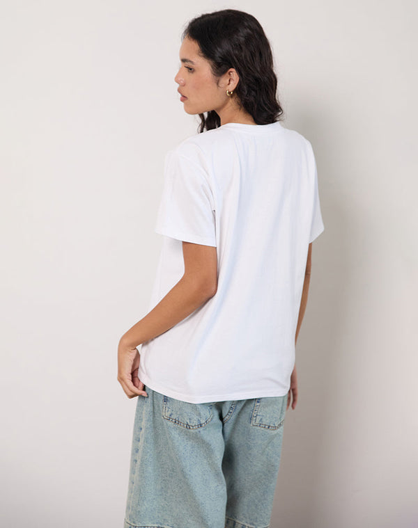 Motel Rocks Oversize Basic Tee In White With Aries Motel Pet Print