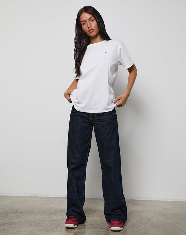 motel rocks Oversize Basic Tee in White with Doing My Best Graphic