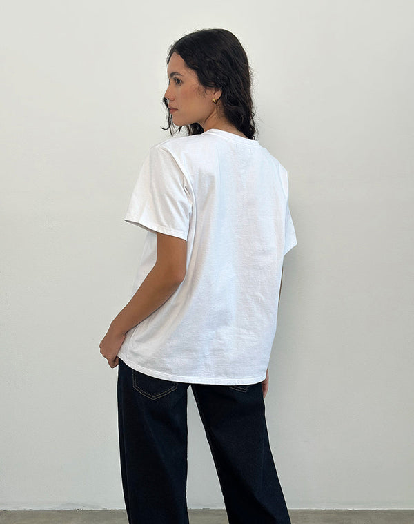 Motel Rocks Oversized Basic Tee In White With Pisces Motel Pet