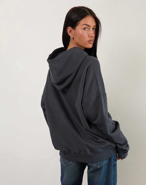 Motel Rocks Oversized Hoodie In Ocean Storm With Lucky You Graphic