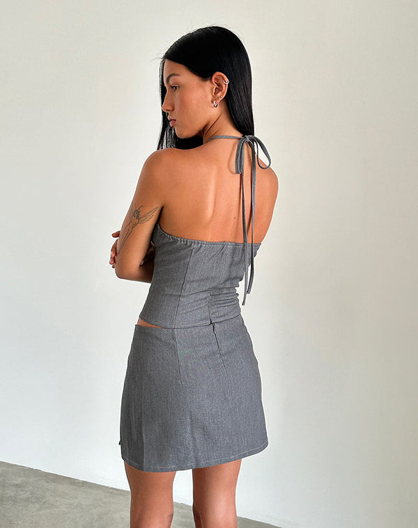 Motel Rocks Pamela Mini Skirt In Tailoring Charcoal