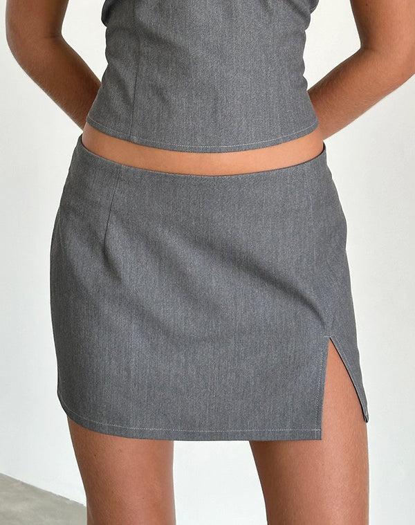 motel rocks Pamela Mini Skirt in Tailoring Charcoal