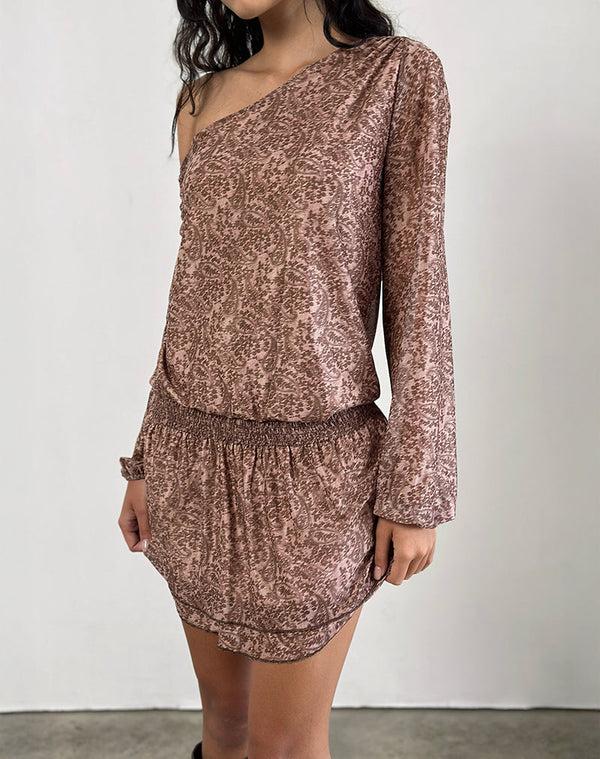 Motel Rocks Papinka Dress In Mesh Vintage Paisley Pink