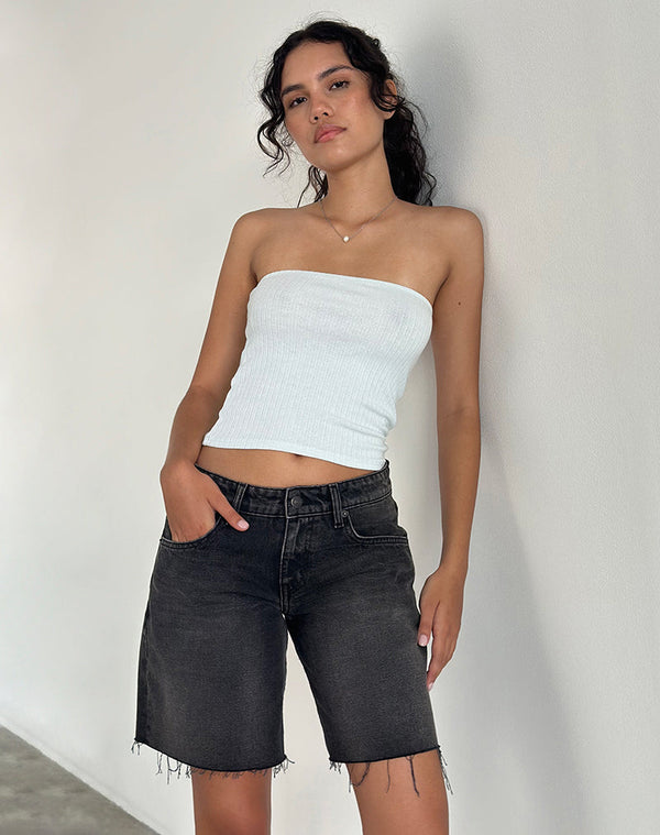 Motel Rocks Peggy Bandeau Top In Pointelle Soft Blue
