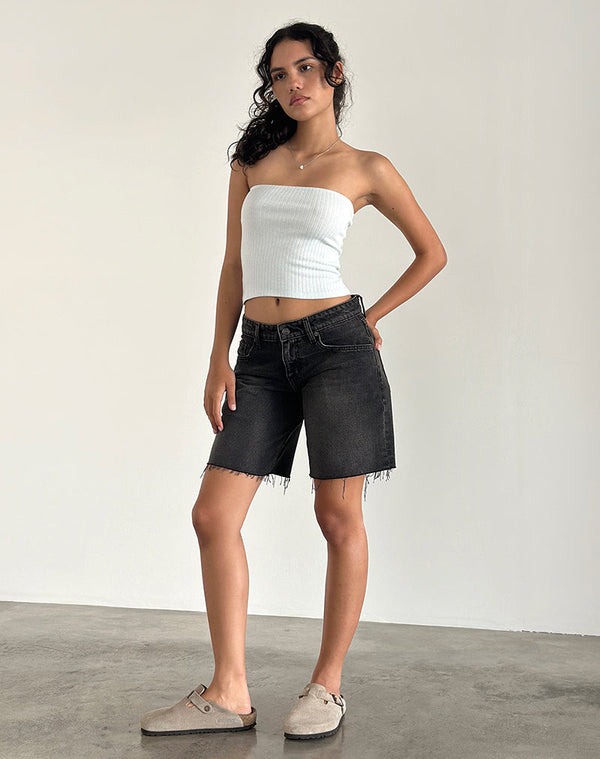 Motel Rocks Peggy Bandeau Top In Pointelle Soft Blue
