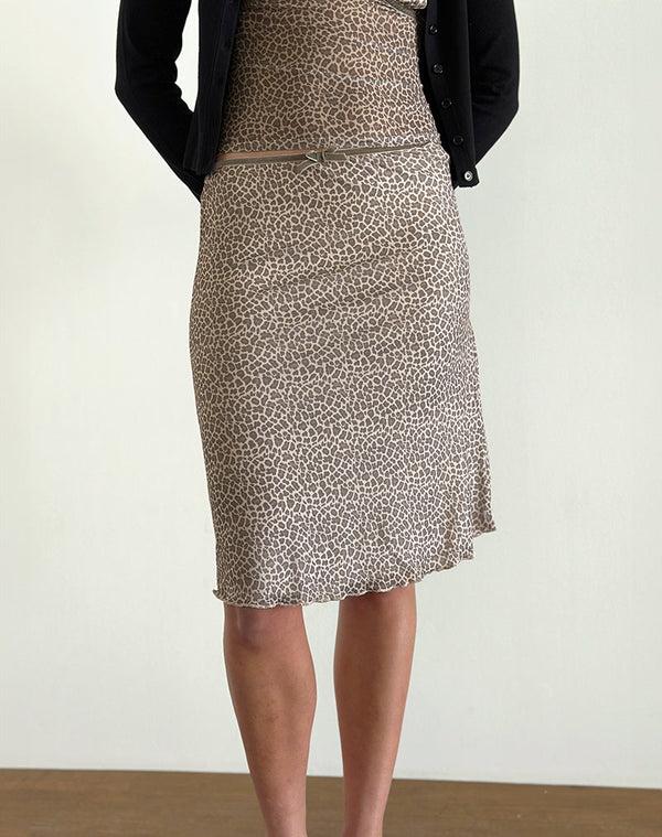 motel rocks Rajuli Midi Skirt in Dainty Leopard Light Brown